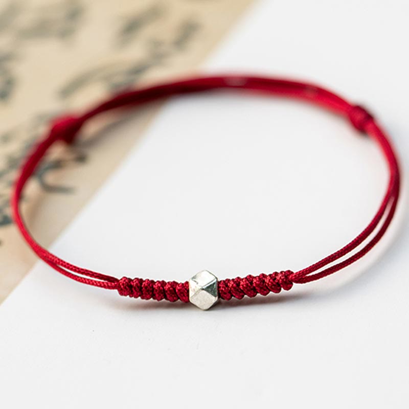 Buddha Stones 925 Sterling Silver Luck Bead Protection Red String Thin Cord Braided Bracelet - image 6