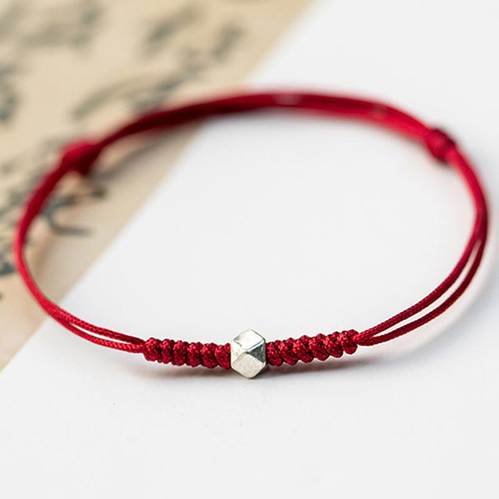 Buddha Stones 925 Sterling Silver Luck Bead Protection Red String Thin Cord Braided Bracelet - image 6