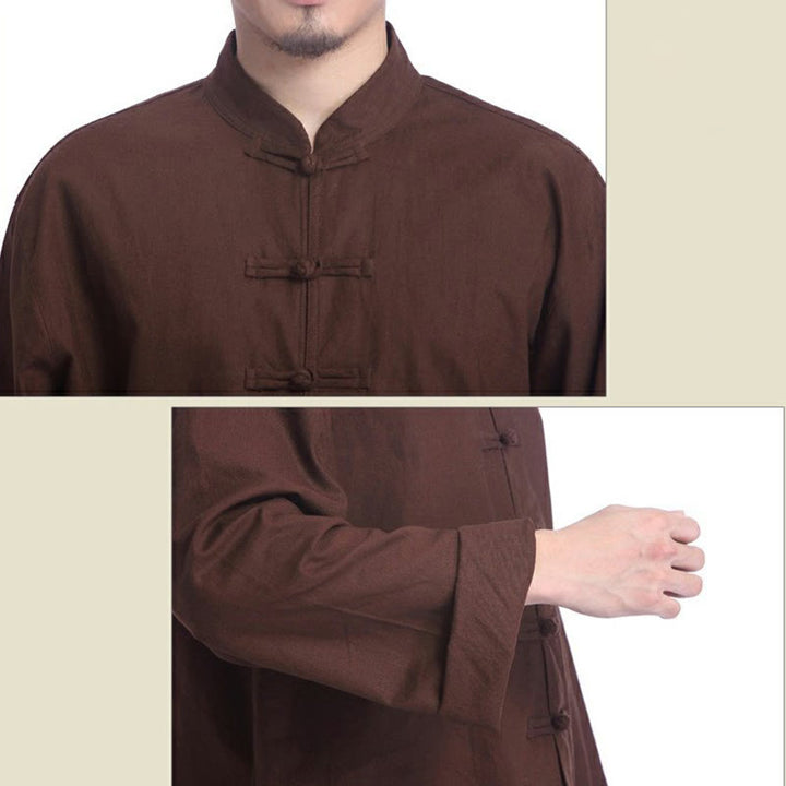 Buddha Stones Chinese Frog Button Design Meditation Prayer Cotton Linen Spiritual Zen Practice Yoga Clothing Men's Set - image 18