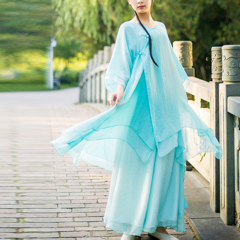 Buddha Stones 3Pcs Yoga Chiffon Clothing Uniform Meditation Zen Practice Women's Set - image 2