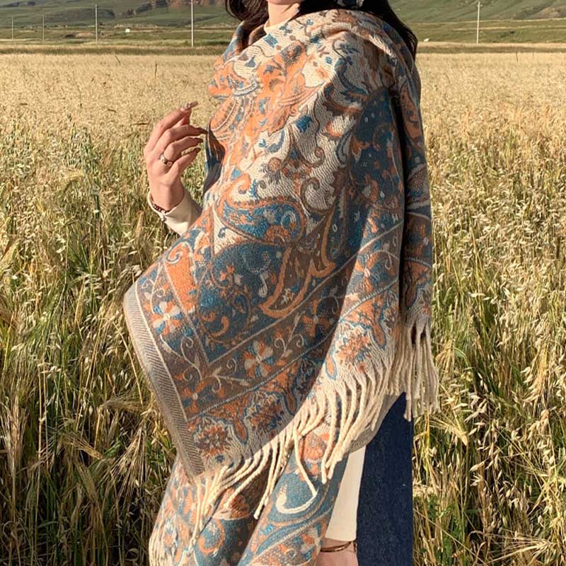 Buddha Stones Tibetan Flower Branch Tassel Shawl Cozy Travel Scarf Wrap - image 8