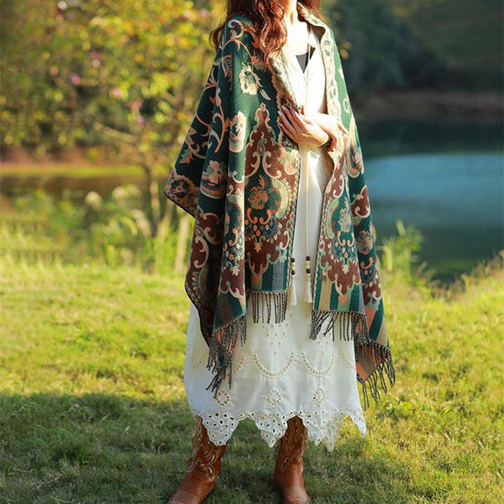 Buddha Stones Tibetan Flowers Leaves Branch Design Tassel Shawl Cozy Travel Scarf Wrap - image 24