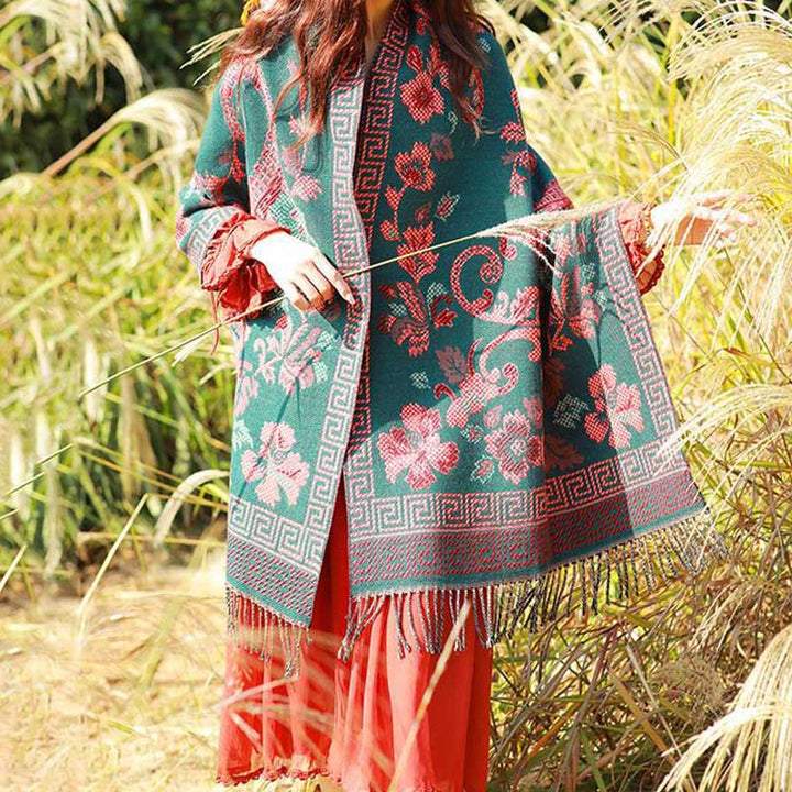 Buddha Stones Tibetan Flowers Leaves Pattern Design Shawl Cozy Travel Scarf Wrap - image 7