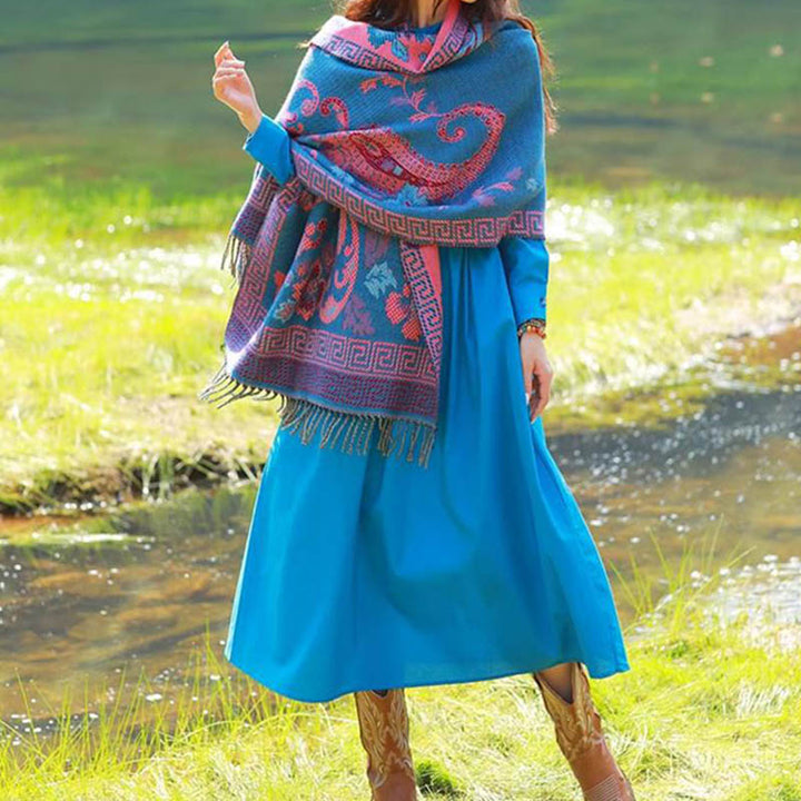 Buddha Stones Tibetan Flowers Leaves Pattern Design Shawl Cozy Travel Scarf Wrap - image 15