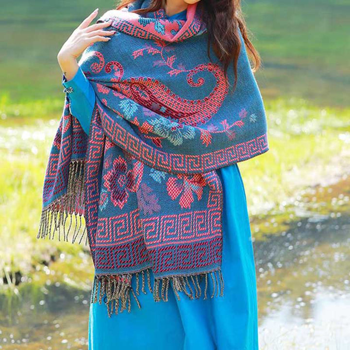 Buddha Stones Tibetan Flowers Leaves Pattern Design Shawl Cozy Travel Scarf Wrap - image 10