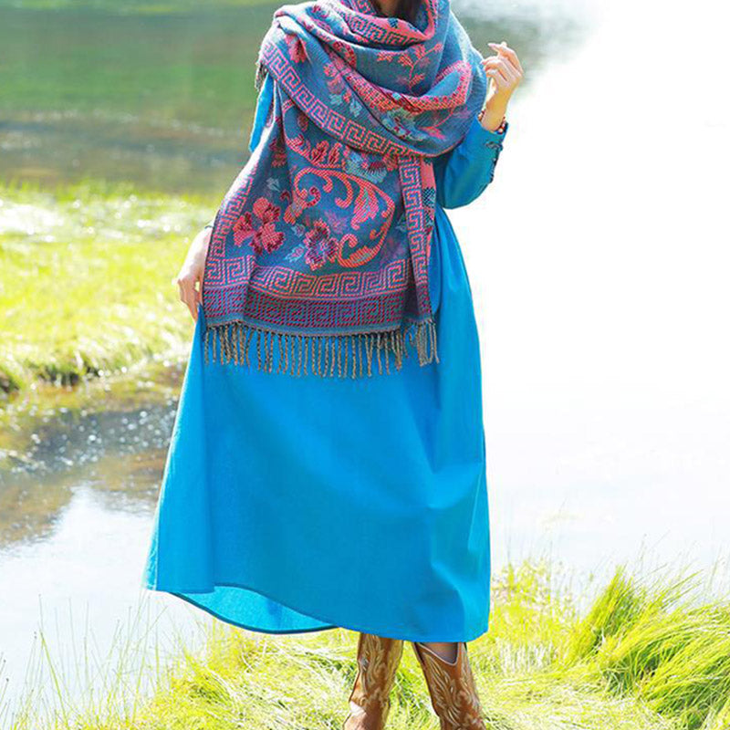 Buddha Stones Tibetan Flowers Leaves Pattern Design Shawl Cozy Travel Scarf Wrap - image 18