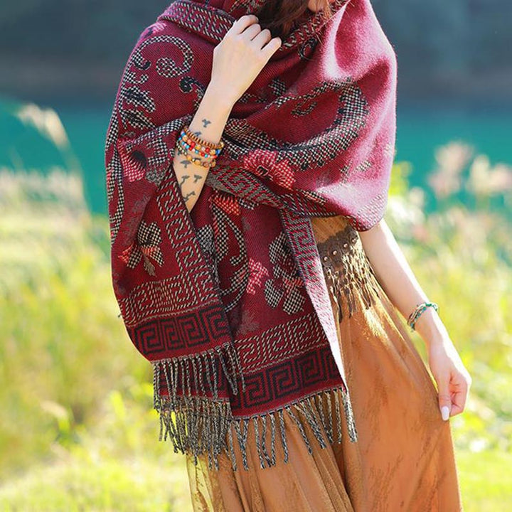 Buddha Stones Tibetan Flowers Leaves Pattern Design Shawl Cozy Travel Scarf Wrap - image 26