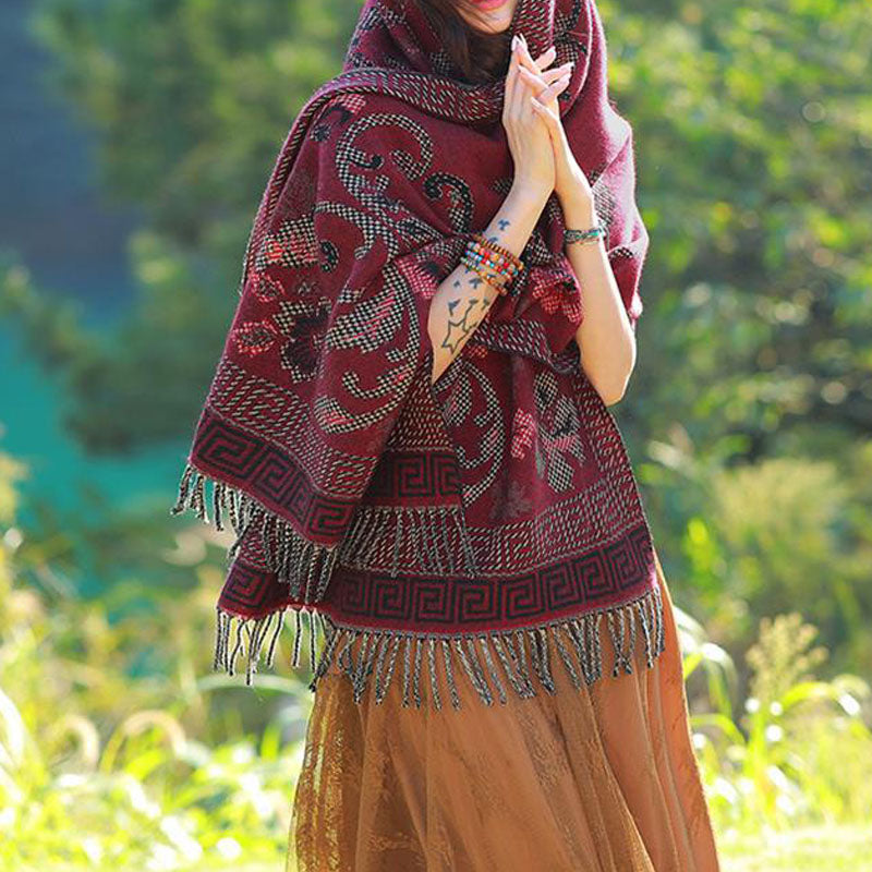 Buddha Stones Tibetan Flowers Leaves Pattern Design Shawl Cozy Travel Scarf Wrap - image 23