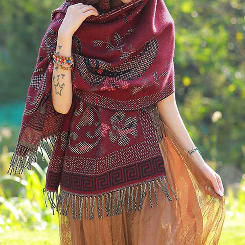 Buddha Stones Tibetan Flowers Leaves Pattern Design Shawl Cozy Travel Scarf Wrap - image 24