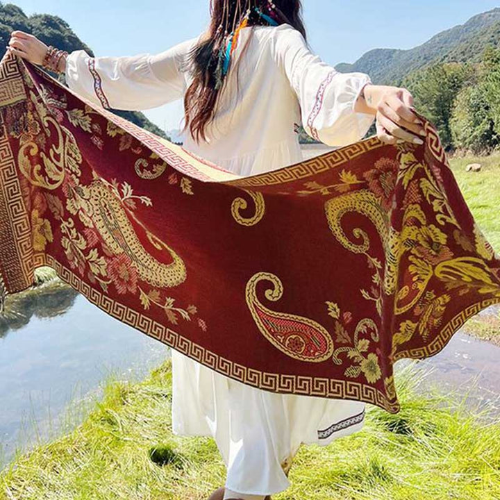 Buddha Stones Tibetan Flowers Leaves Pattern Design Shawl Cozy Travel Scarf Wrap - image 33