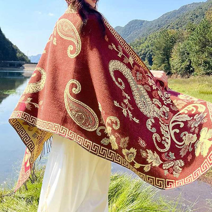 Buddha Stones Tibetan Flowers Leaves Pattern Design Shawl Cozy Travel Scarf Wrap - image 32