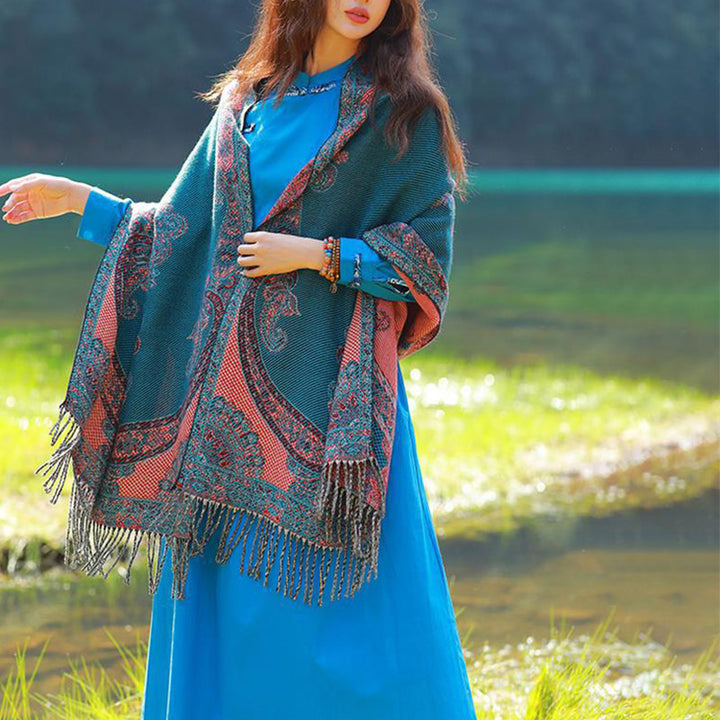 Buddha Stones Tibetan Vine Leaves Pattern Design Shawl Cozy Travel Scarf Wrap - image 23