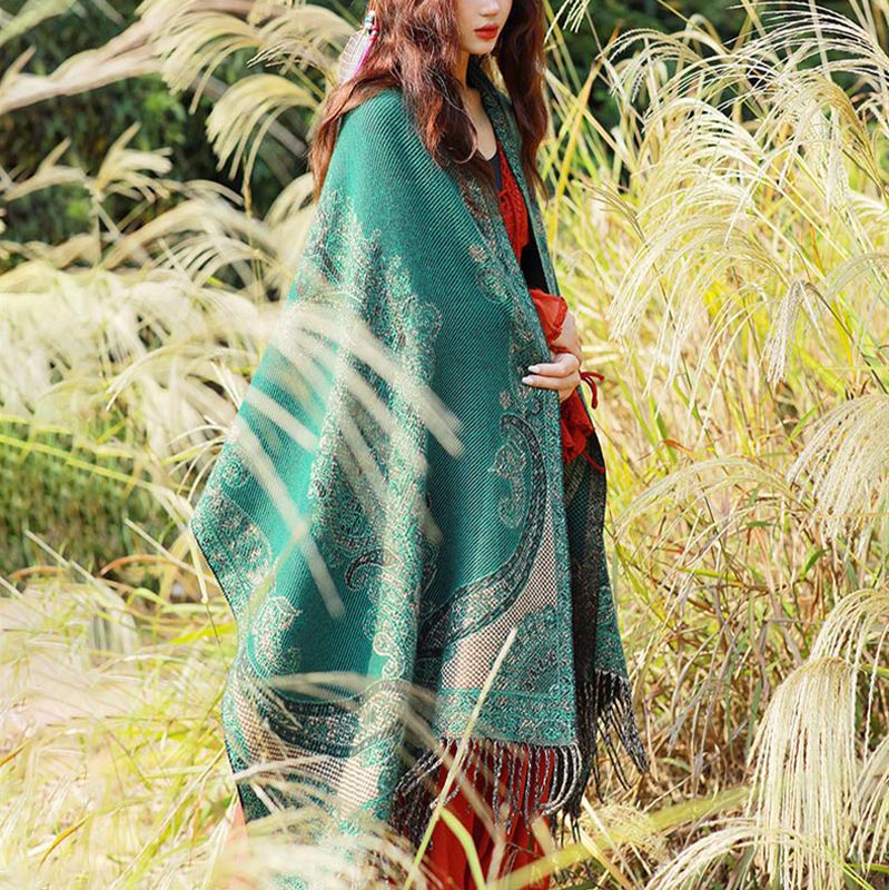 Buddha Stones Tibetan Vine Leaves Pattern Design Shawl Cozy Travel Scarf Wrap - image 34