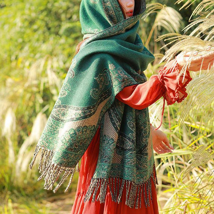 Buddha Stones Tibetan Vine Leaves Pattern Design Shawl Cozy Travel Scarf Wrap - image 39