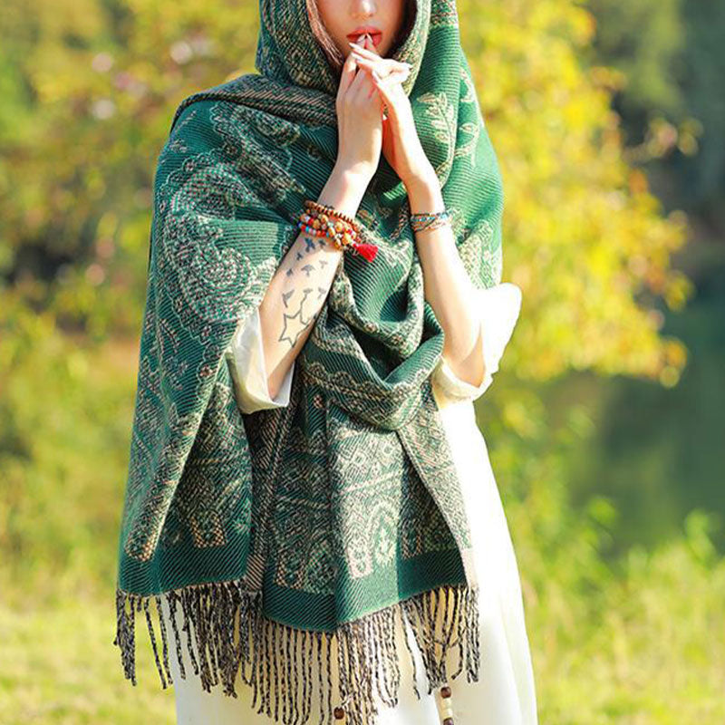 Buddha Stones Vintage Tibetan Leaves Pattern Design Shawl Cozy Travel Scarf Wrap - image 27