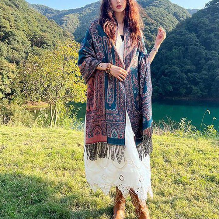 Buddha Stones Vintage Tibetan Leaves Pattern Design Shawl Cozy Travel Scarf Wrap - image 36