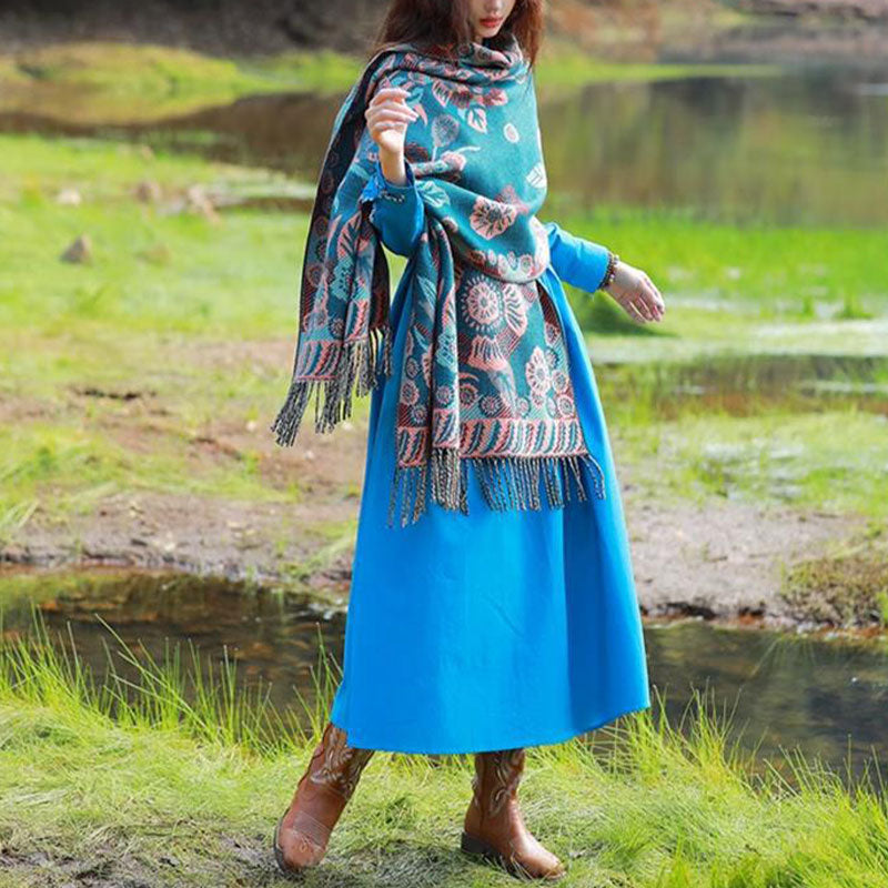 Buddha Stones Tibetan Flower Floral Leaves Pattern Design Shawl Cozy Travel Scarf Wrap - image 3