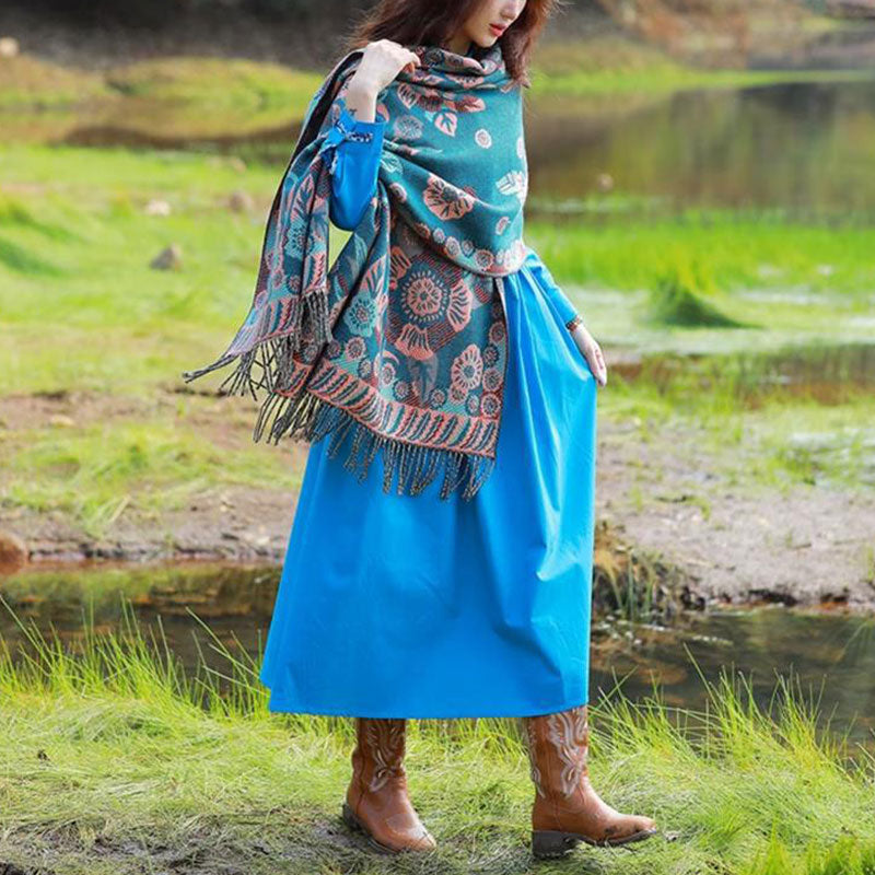 Buddha Stones Tibetan Flower Floral Leaves Pattern Design Shawl Cozy Travel Scarf Wrap - image 7