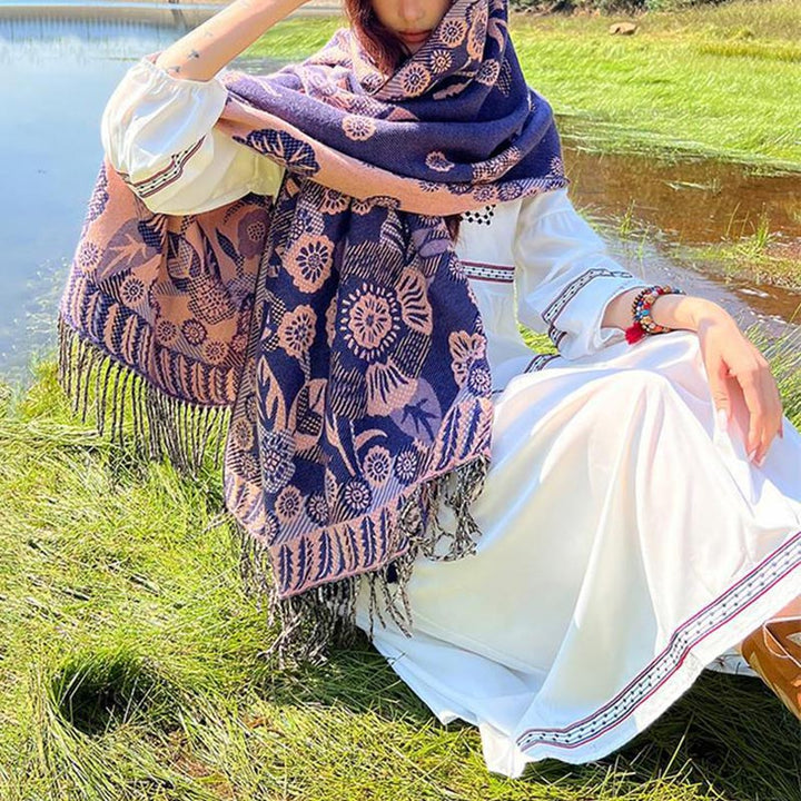 Buddha Stones Tibetan Flower Floral Leaves Pattern Design Shawl Cozy Travel Scarf Wrap - image 38