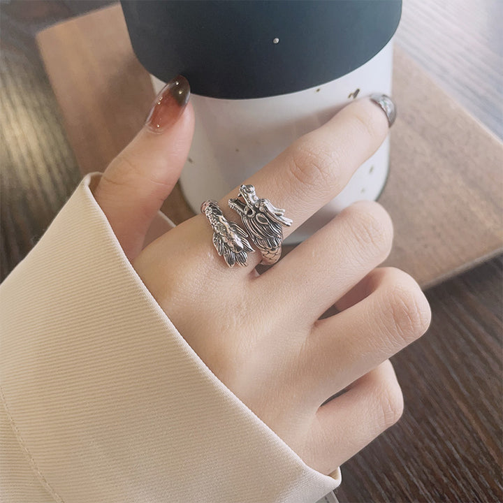 Buddha Stones 925 Sterling Silver Year Of The Dragon Luck Strength Adjustable Metal Ring - image 7