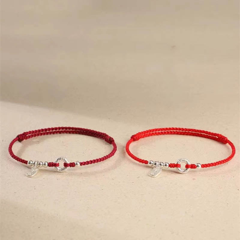 Buddha Stones 925 Sterling Silver Auspicious Clouds Peace Buckle Safe And Sound Bracelet Anklet - image 18