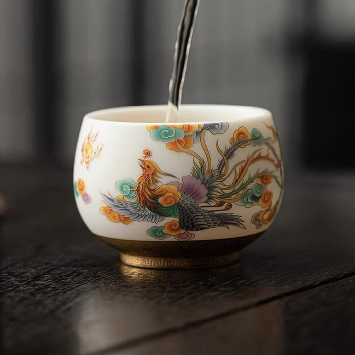 Buddha Stones Dragon Phoenix Auspicious Clouds Ceramic Teacup Kung Fu Tea Cup - image 8