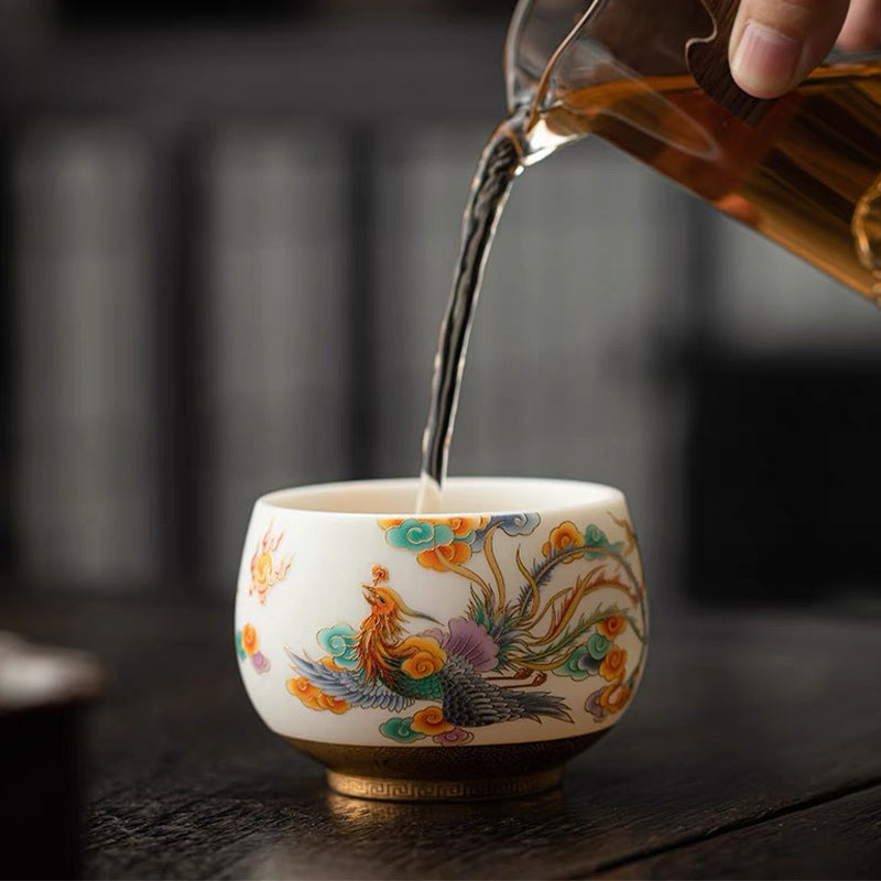 Buddha Stones Dragon Phoenix Auspicious Clouds Ceramic Teacup Kung Fu Tea Cup - image 9