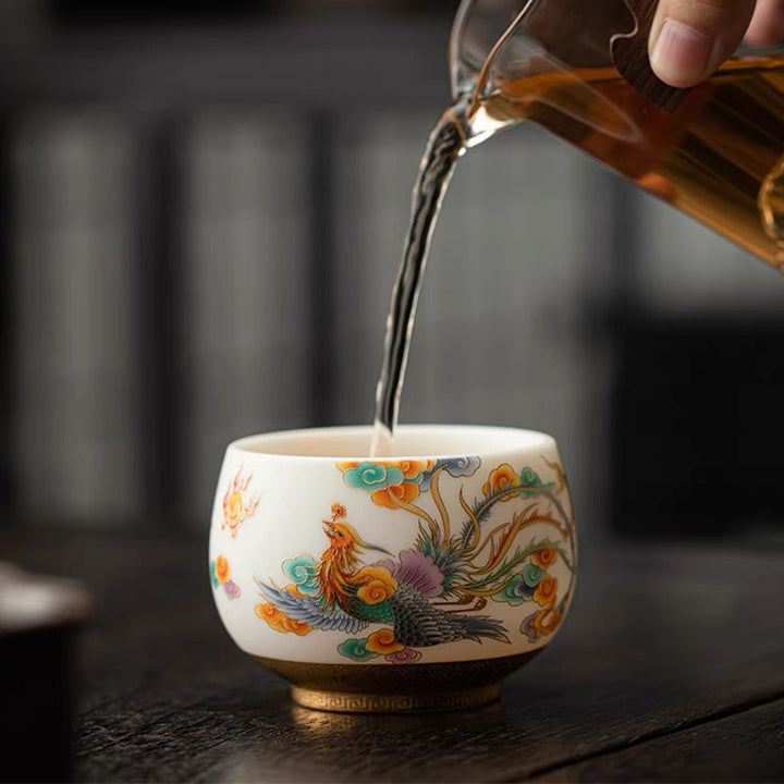 Buddha Stones Dragon Phoenix Auspicious Clouds Ceramic Teacup Kung Fu Tea Cup - image 9