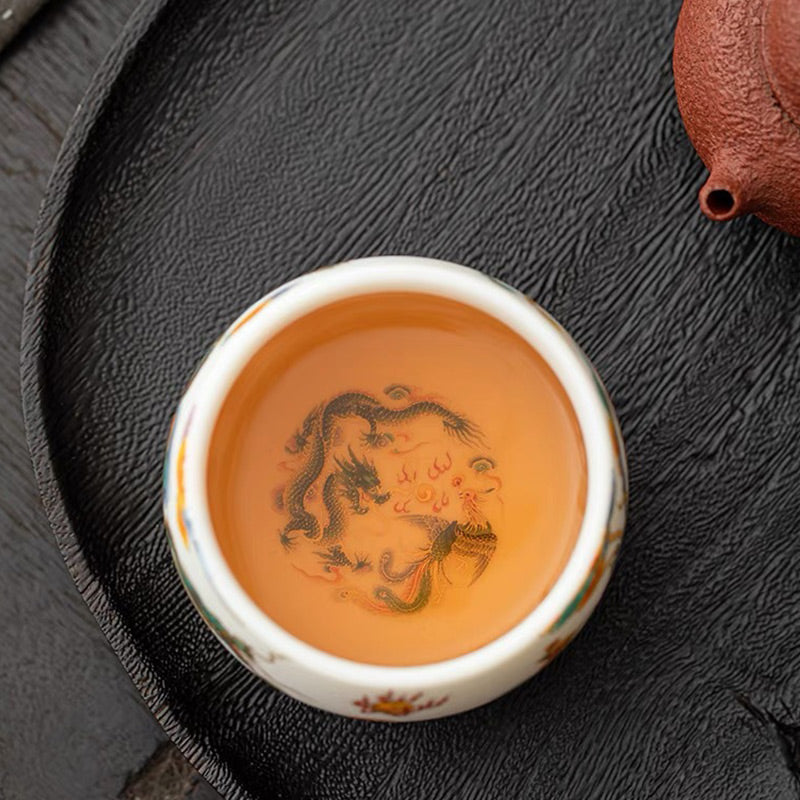 Buddha Stones Dragon Phoenix Auspicious Clouds Ceramic Teacup Kung Fu Tea Cup - image 6