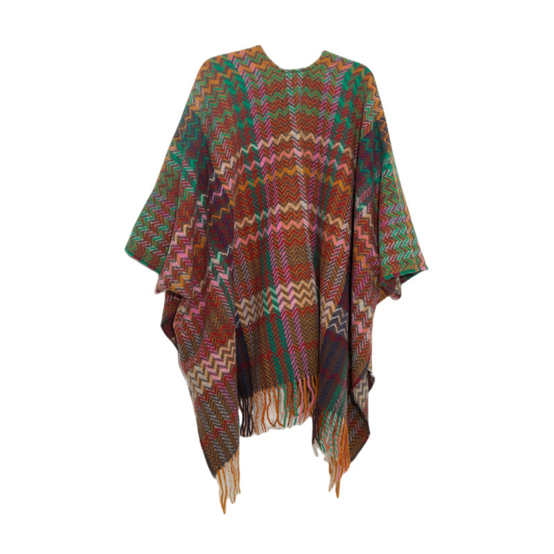 Buddha Stones Tibetan Shawl Colorful Wavy Line Tassels Winter Cozy Travel Scarf Wrap - image 12