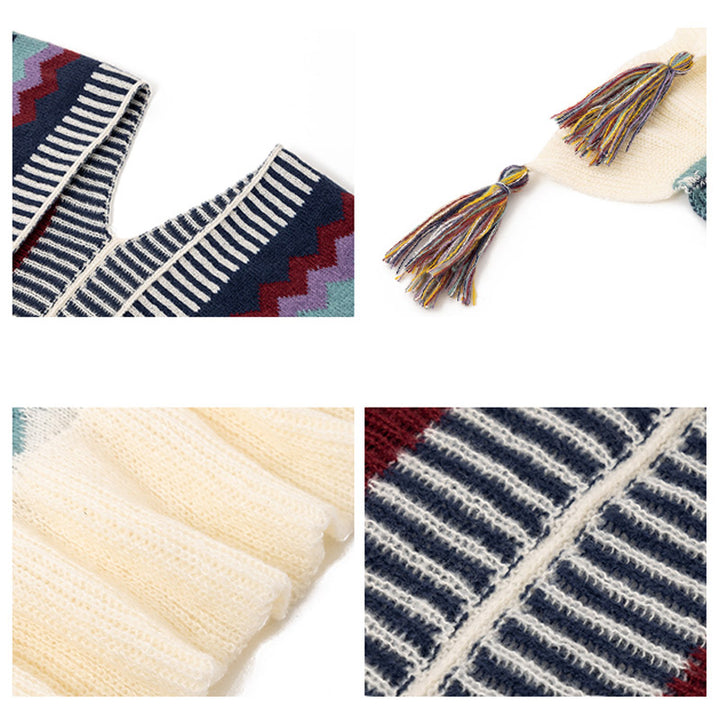 Buddha Stones Tibetan Shawl Colorful Striped Wavy Line Tassels Winter Cozy Travel Scarf Wrap - image 10