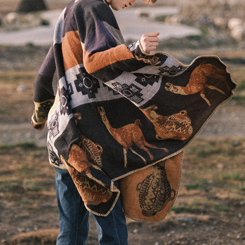 Buddha Stones Tibetan Shawl Deer Vase Geometric Shapes Winter Cozy Travel Scarf Wrap - image 3