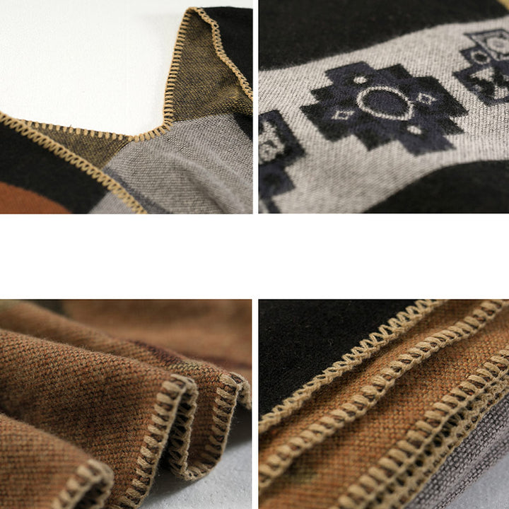 Buddha Stones Tibetan Shawl Deer Vase Geometric Shapes Winter Cozy Travel Scarf Wrap - image 6