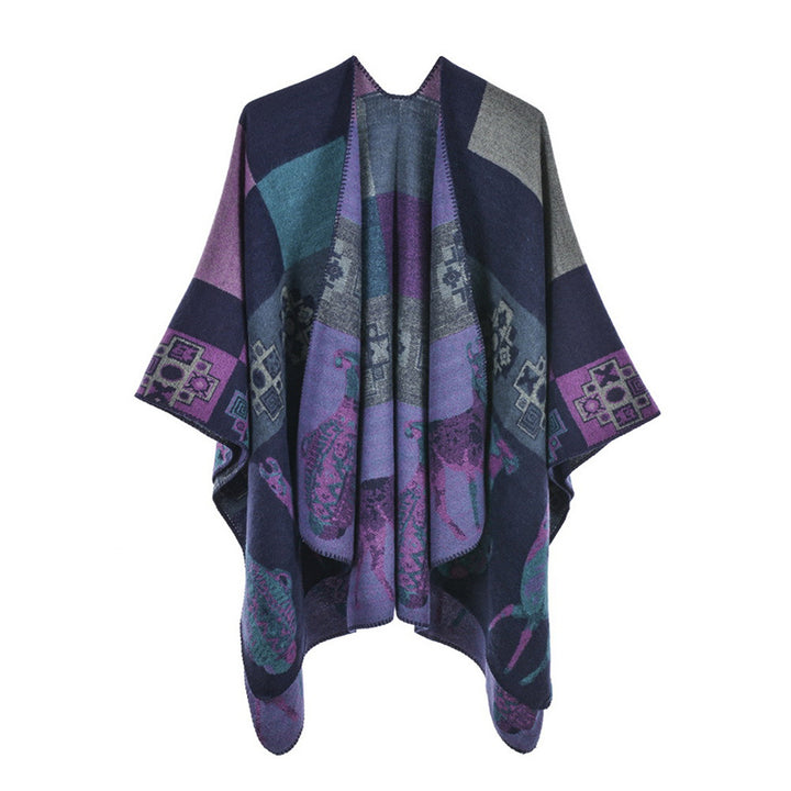Buddha Stones Tibetan Shawl Deer Vase Geometric Shapes Winter Cozy Travel Scarf Wrap - Purple Blue 130*150cm - image 25