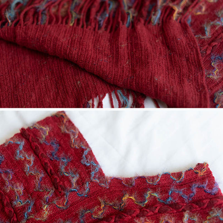 Buddha Stones Tibetan Colorful Striped Shawl Tassels Pullover Winter Cozy Travel Scarf Wrap - image 13