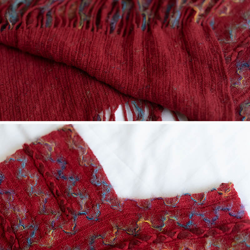 Buddha Stones Tibetan Colorful Striped Shawl Tassels Pullover Winter Cozy Travel Scarf Wrap - image 13