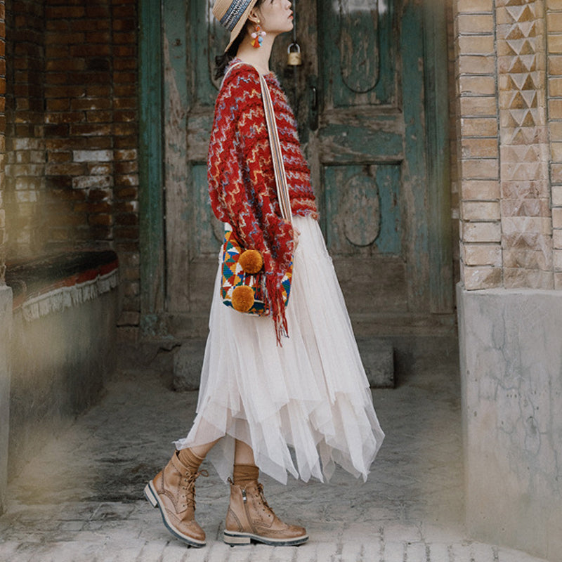 Buddha Stones Tibetan Colorful Striped Shawl Tassels Pullover Winter Cozy Travel Scarf Wrap - image 7