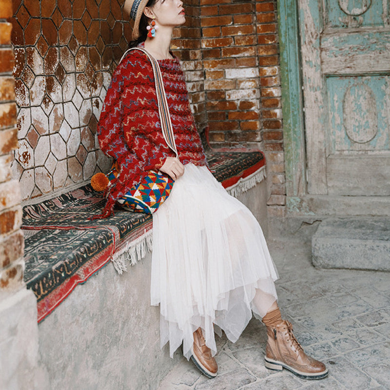 Buddha Stones Tibetan Colorful Striped Shawl Tassels Pullover Winter Cozy Travel Scarf Wrap - image 10