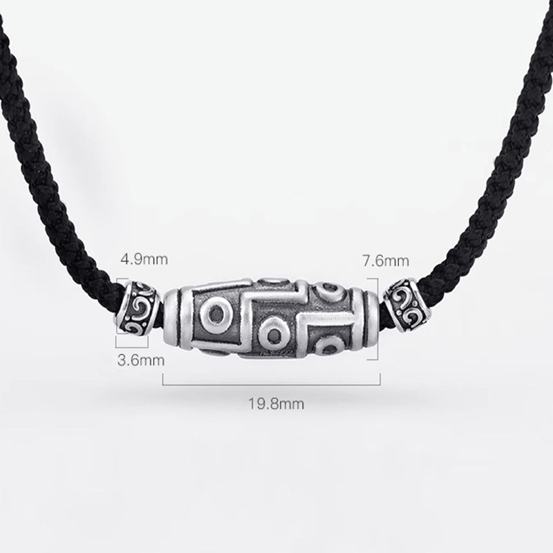 Buddha Stones 999 Sterling Silver Nine-Eye Dzi Bead Pattern Protection Rope Necklace Pendant - image 17