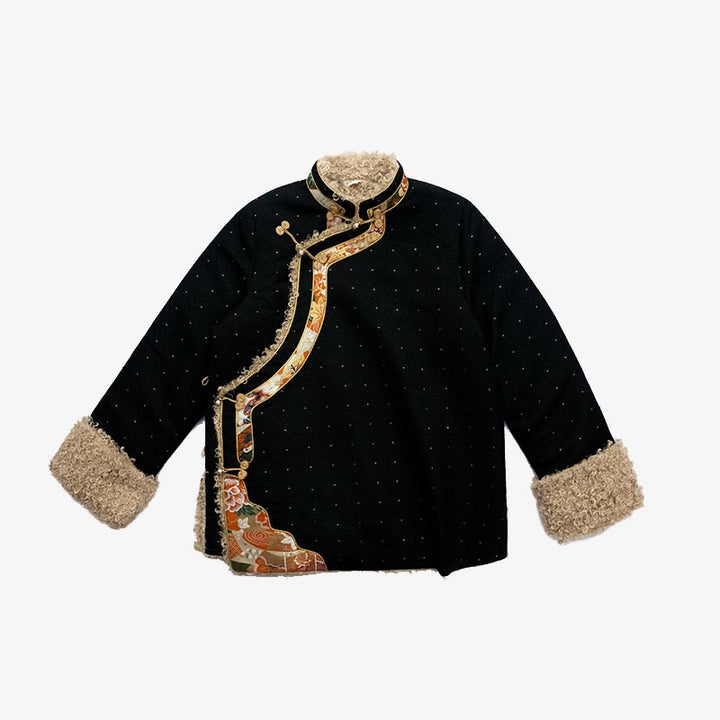 Buddha Stones Tibetan Clothing Lhasa Fleece Lined Top Winter Women Clothing - US6，UK/AU10，EU38 (XL) - image 0