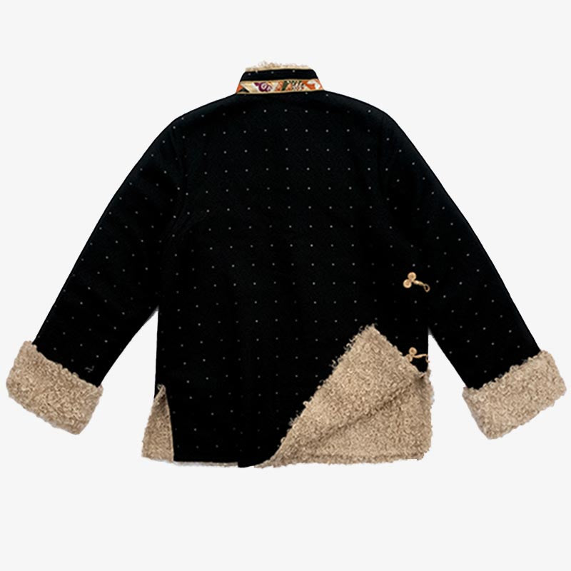 Buddha Stones Tibetan Clothing Lhasa Fleece Lined Top Winter Women Clothing - image 2