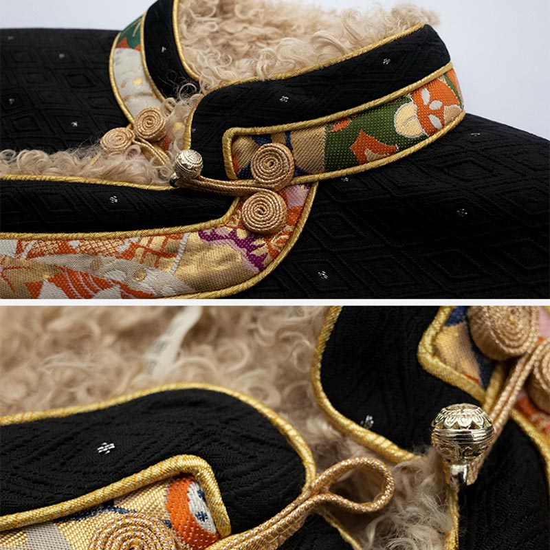 Buddha Stones Tibetan Clothing Lhasa Fleece Lined Top Winter Women Clothing - image 11