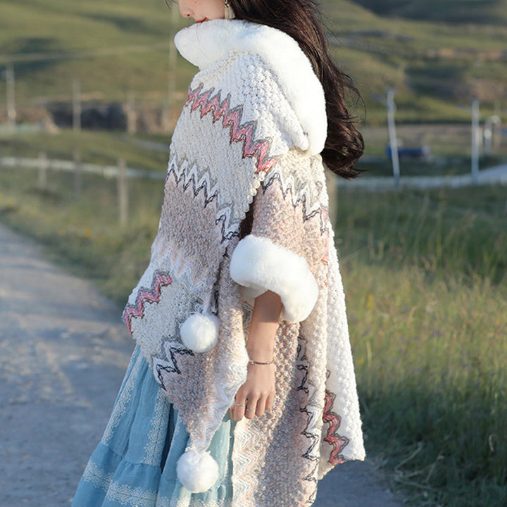 Buddha Stones Tibetan Multicolored Wavy Lines Knitted Striped Shawl Coat Winter Cozy Travel Scarf Wrap - image 27