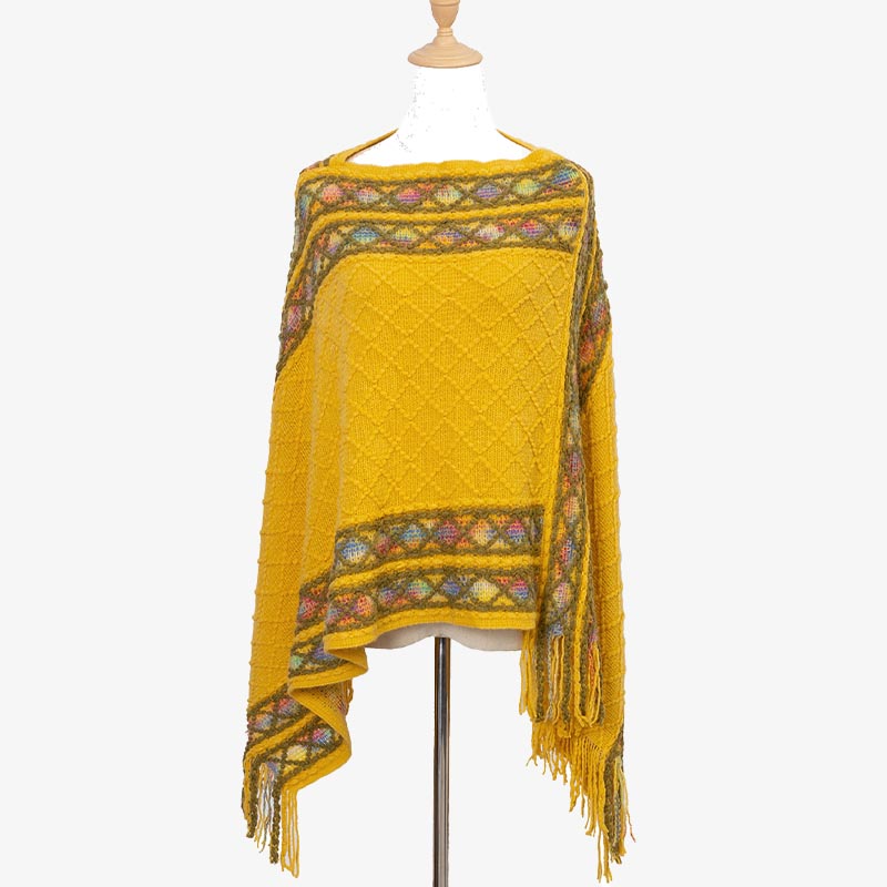 Buddha Stones Tibetan Colorful Striped Rhombus Pattern Shawl Tassels Pullover Winter Cozy Travel Scarf Wrap - image 20