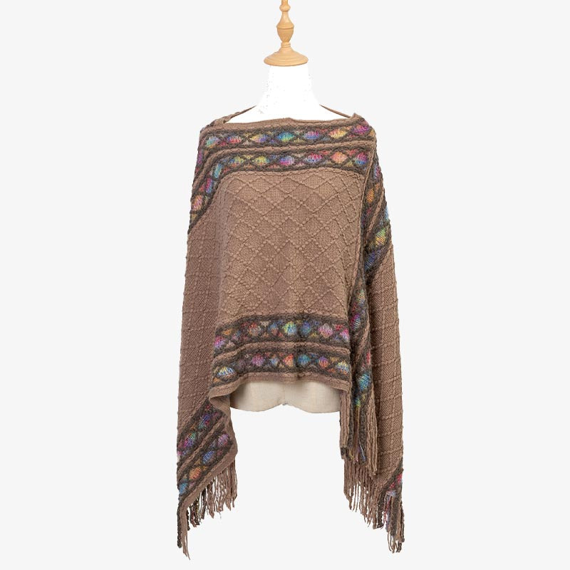Buddha Stones Tibetan Colorful Striped Rhombus Pattern Shawl Tassels Pullover Winter Cozy Travel Scarf Wrap - image 24