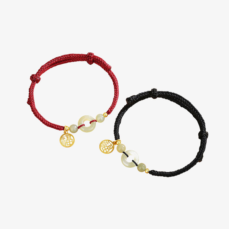 Buddha Stones 925 Sterling Silver Hetian Jade Peace Buckle Fu Character Charm Abundance Bracelet - image 8