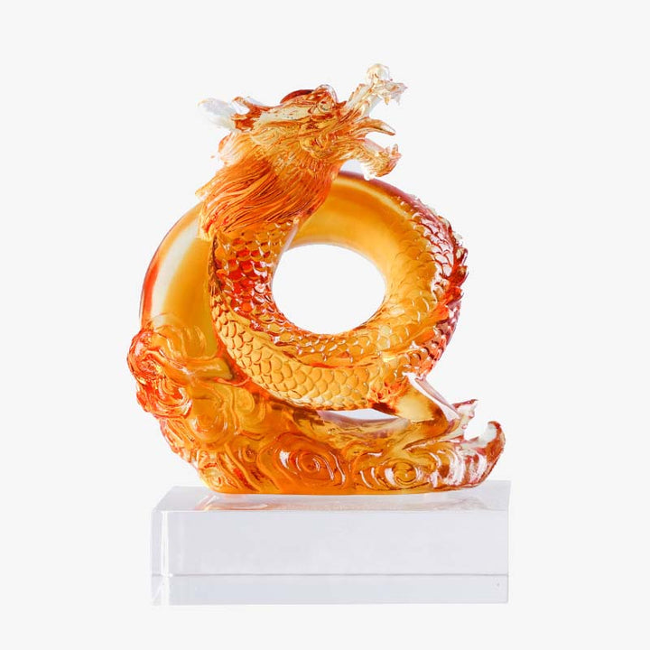 Buddha Stones Year of the Dragon Handmade Chinese Zodiac Yellow Dragon Liuli Crystal Art Piece Protection Home Office Decoration - image 10