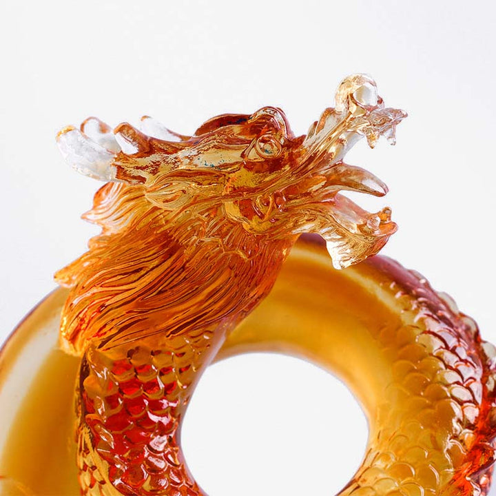 Buddha Stones Year of the Dragon Handmade Chinese Zodiac Yellow Dragon Liuli Crystal Art Piece Protection Home Office Decoration - image 6