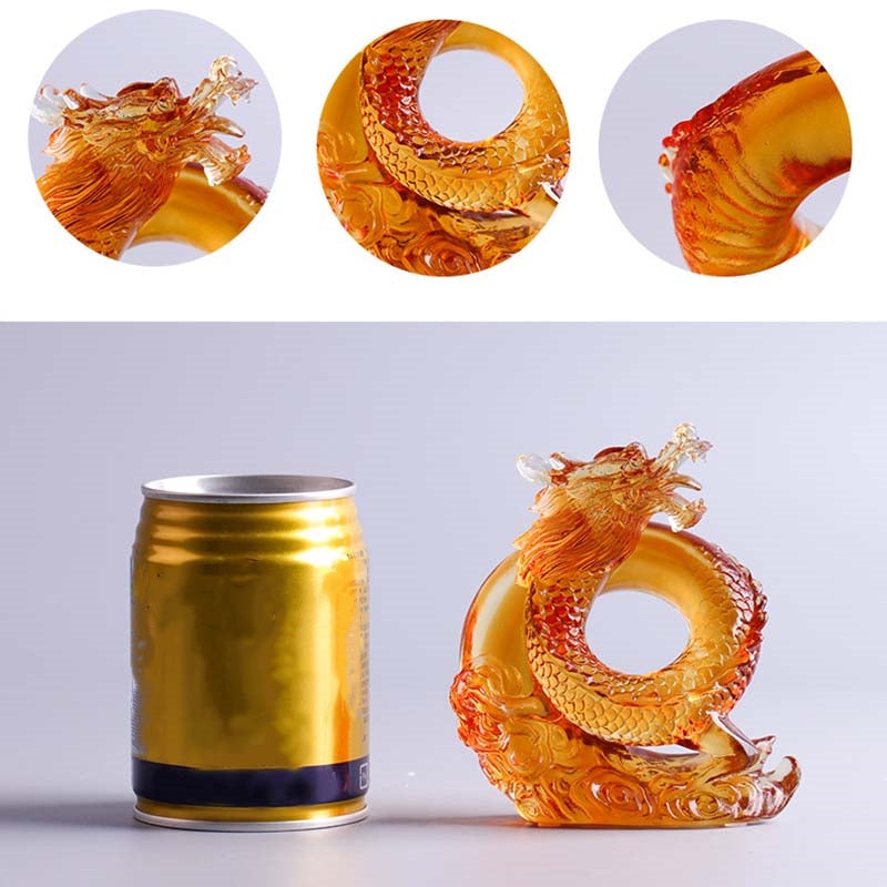 Buddha Stones Year of the Dragon Handmade Chinese Zodiac Yellow Dragon Liuli Crystal Art Piece Protection Home Office Decoration - image 11