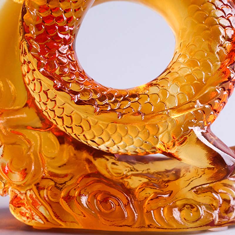 Buddha Stones Year of the Dragon Handmade Chinese Zodiac Yellow Dragon Liuli Crystal Art Piece Protection Home Office Decoration - image 8